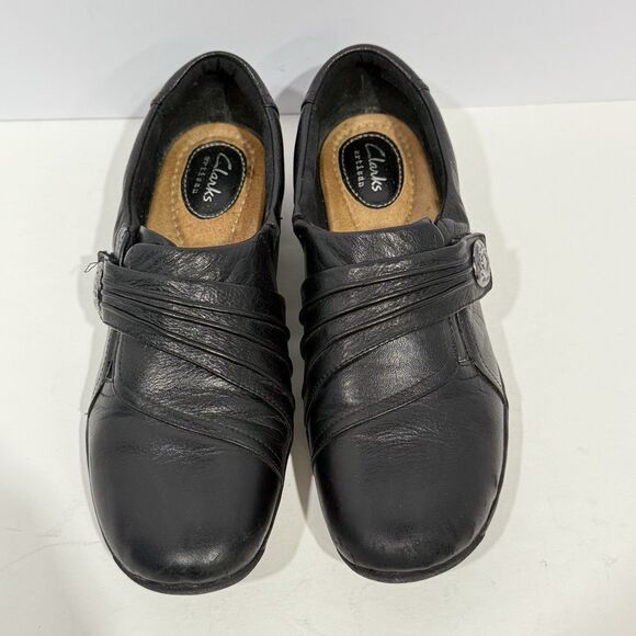 Womens 8.5 M Clarks Artisan Kessa Alcove 26102319 Black Leather Slip On Loafers - Picture 3 of 16
